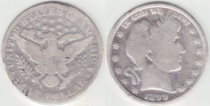 1899 USA silver Half Dollar (Barber) A003038  1899 USA silver Half Dollar (Barber) A003038